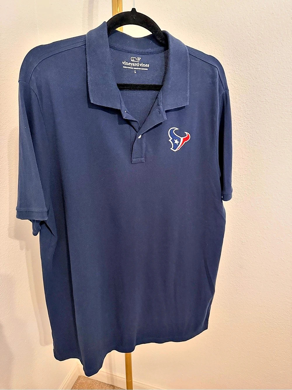 Vineyard Vines Houston Texans Logo Stretch Piqué Polo Men's Blue Large